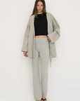 Soft organic cotton fold over leggings in grey with a comfortable fold over waistband.
