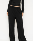 French Terry Wide Leg Pants - Black