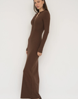 Long Sleeve Henley Maxi Dress