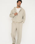 Organic Cotton Straight Leg Sweat Pants - Grey Oat Marle