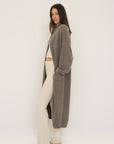 Cashmere Wool Long Cardigan Coat - Walnut Marle
