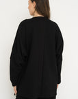 French Terry Cotton Blend Jacket- Black