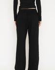 French Terry Wide Leg Pants - Black