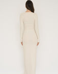 Long Sleeve Henley Maxi Dress - Cream