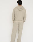 Organic Cotton Straight Leg Sweat Pants - Grey Oat Marle