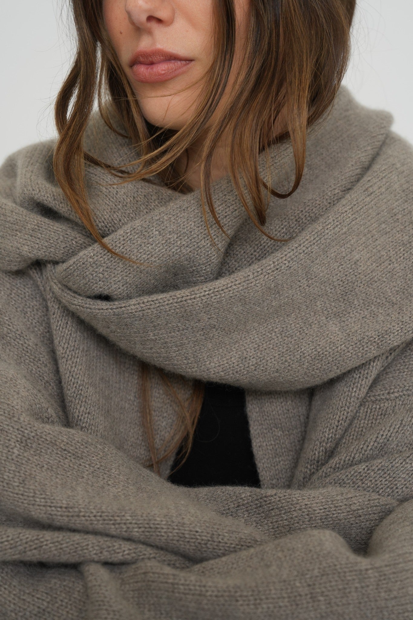 Cashmere Wool Long Cardigan Scarf - Walnut Marle