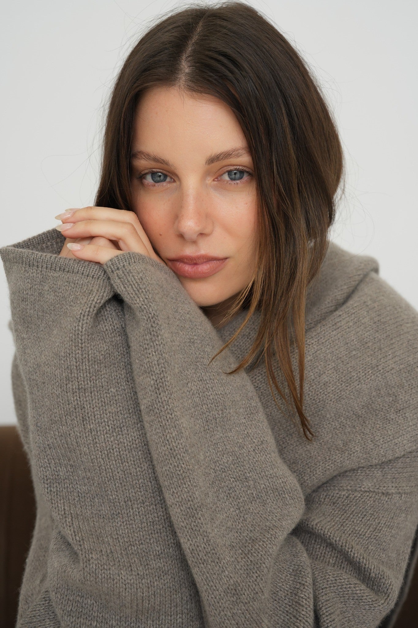 Cashmere Wool Long Cardigan Coat - Walnut Marle