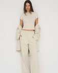 French Terry Wide Leg Pants - Bone