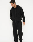 Organic Cotton Zip-Up Hoodie - Black