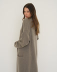 Cashmere Wool Long Cardigan Coat - Walnut Marle