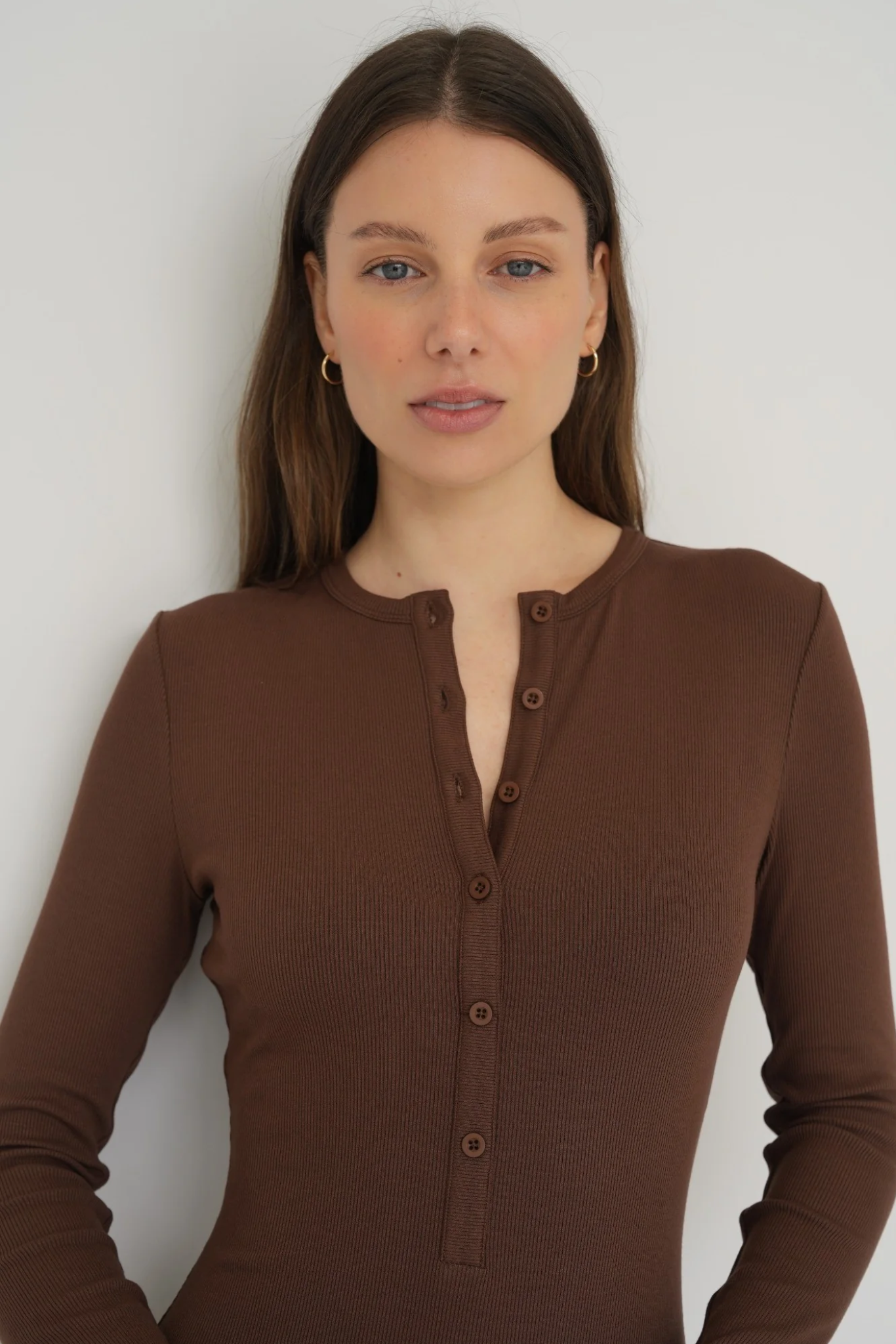 Long Sleeve Henley Maxi Dress