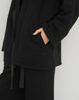French Terry Cotton Blend Jacket- Black
