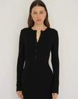 Embrace effortless style with the Long Sleeve Henley Maxi Dress from AOCO. Featuring a classic button front and soft fabrics, it's your new daily essential.