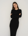 Embrace effortless style with the Long Sleeve Henley Maxi Dress from AOCO. Featuring a classic button front and soft fabrics, it's your new daily essential.