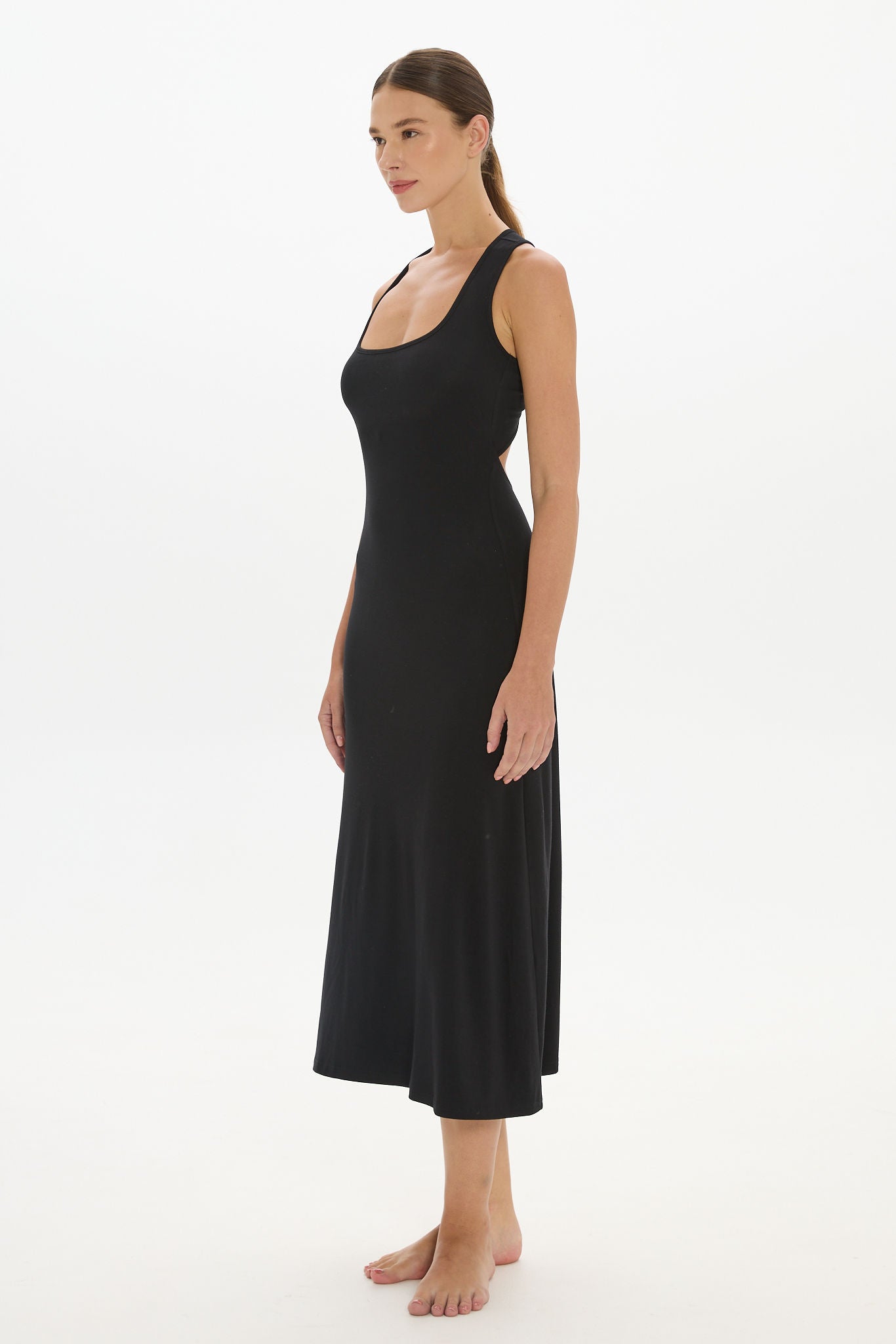 AOCO Capri Cross Back Halter Dress Black