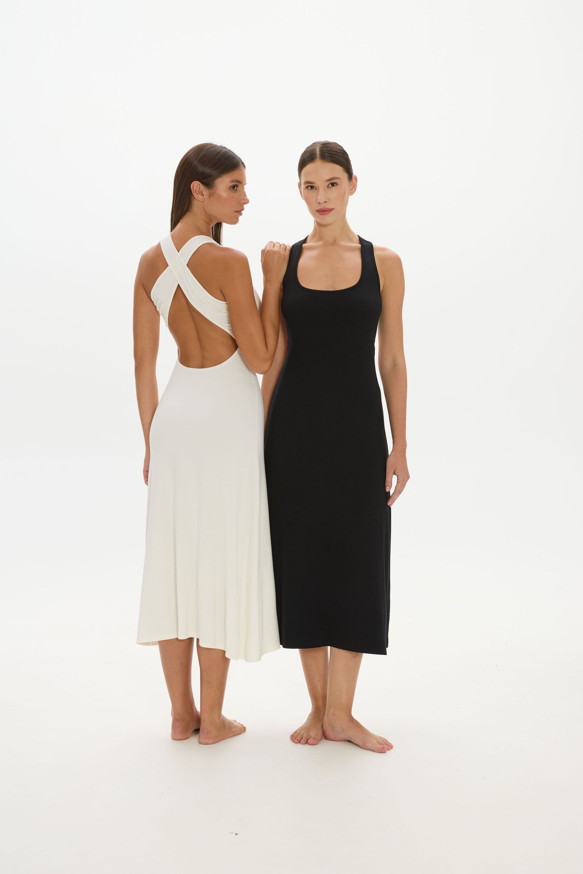 Capri Cross Back Halter Dress Black