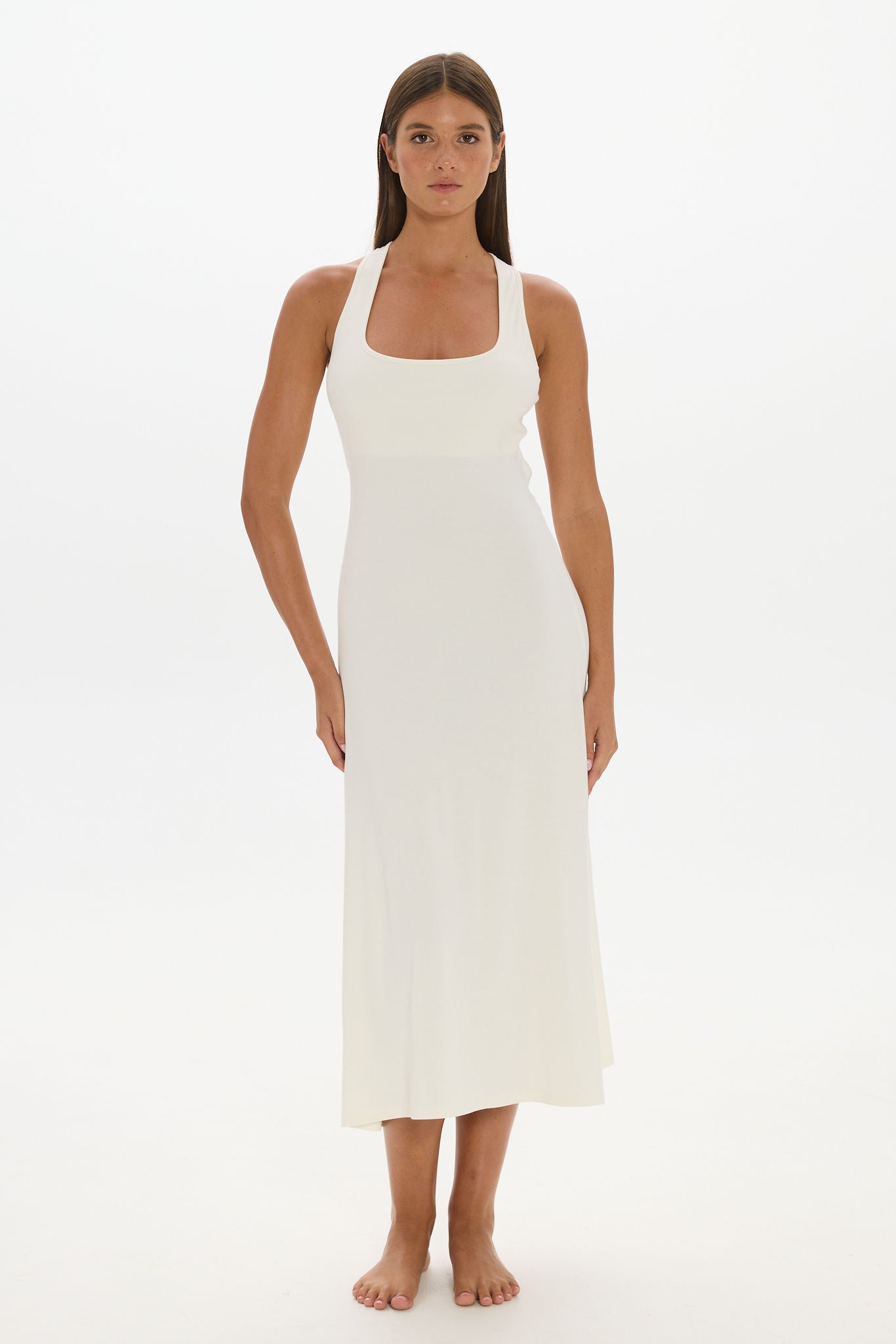 AOCO Capri Cross Back Halter Dress Ivory