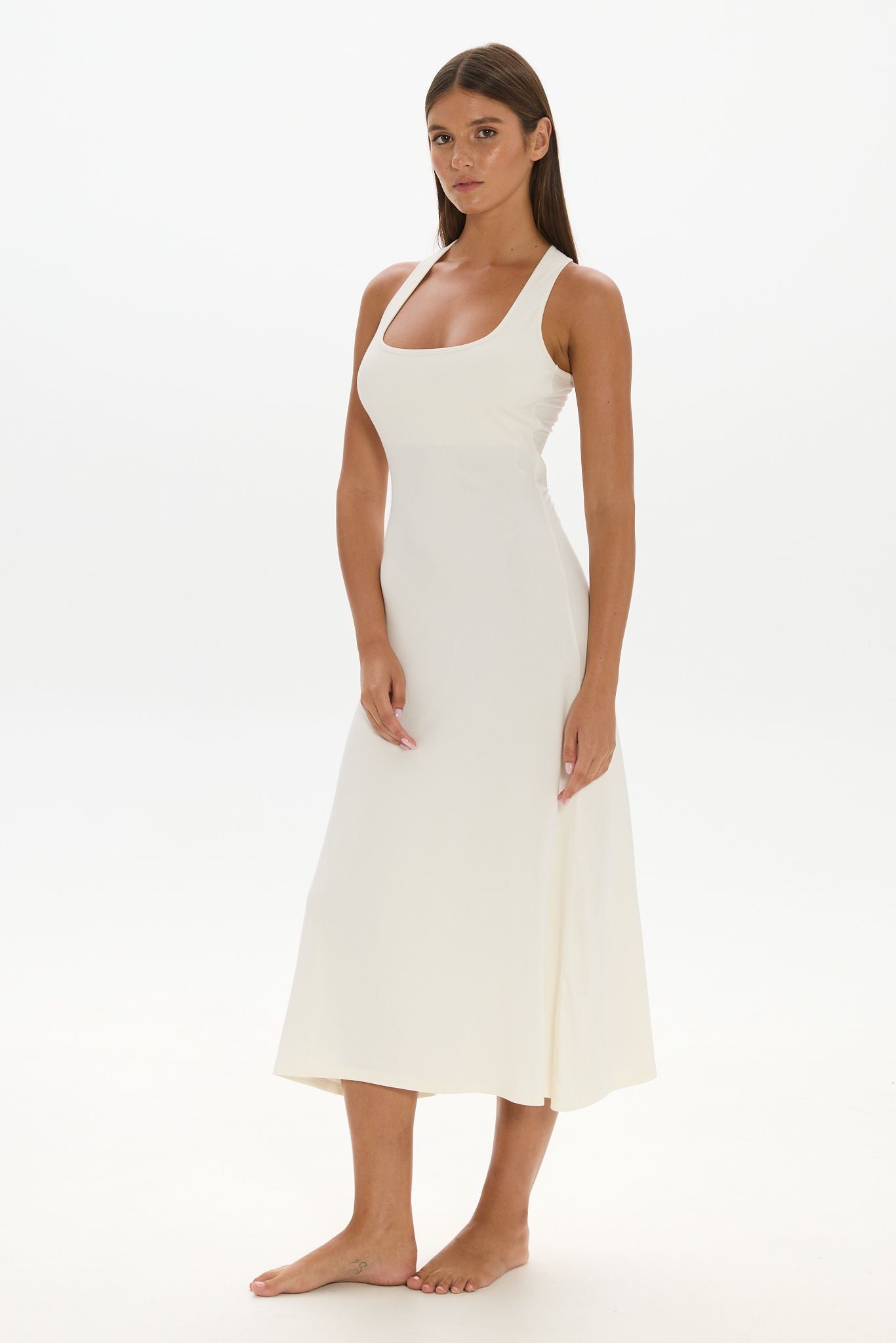 AOCO Capri Cross Back Halter Dress Ivory