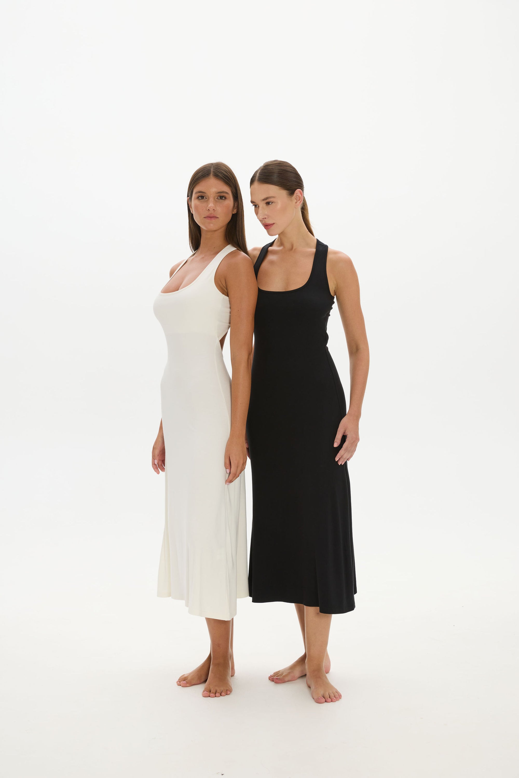 AOCO Capri Cross Back Halter Dress Ivory