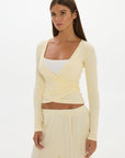Loose The Label Christy Yoga Wrap Top - Butter Yellow