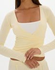 Loose The Label Christy Yoga Wrap Top - Butter Yellow