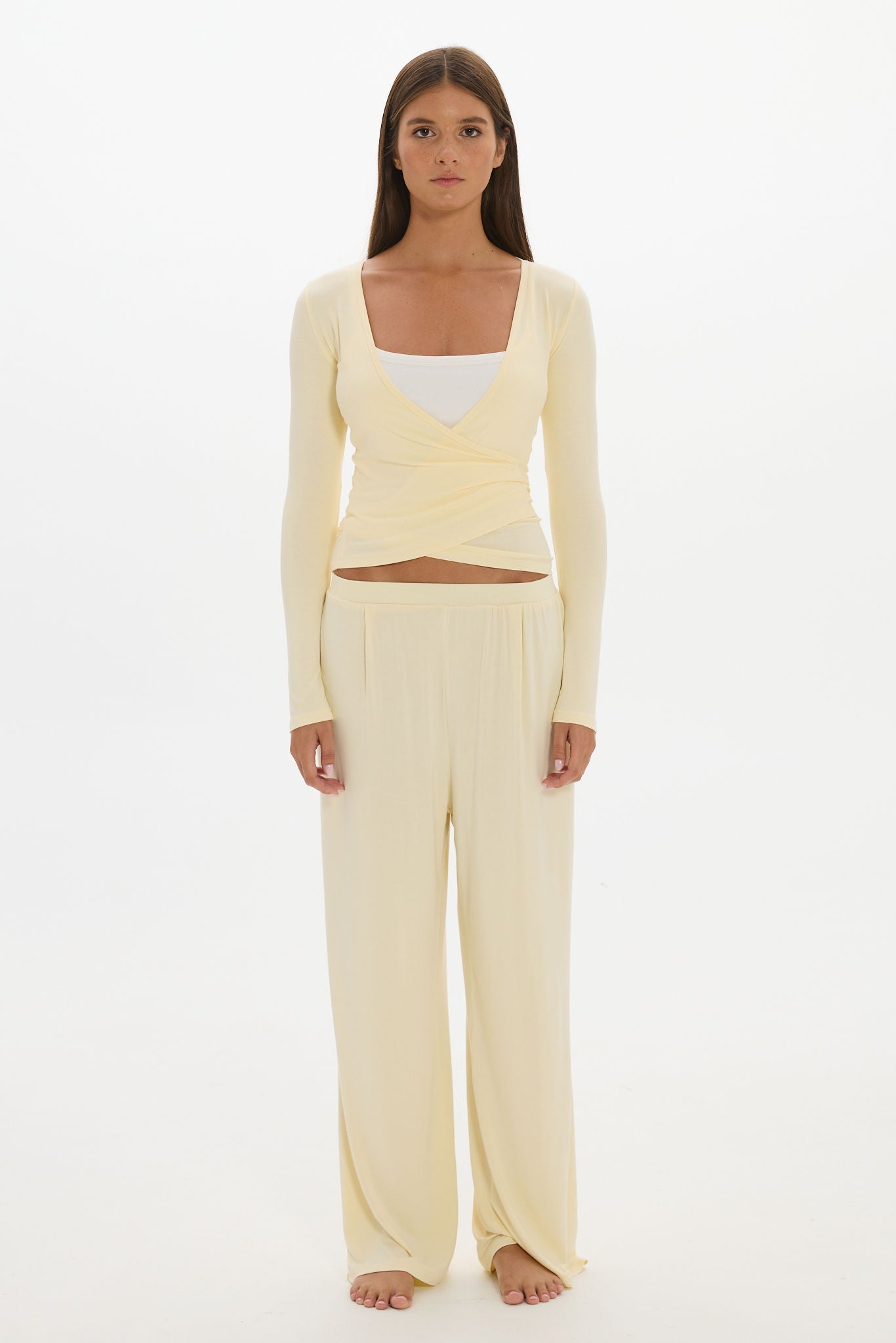 Loose The Label Christy Yoga Wrap Top - Butter Yellow