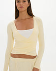 Loose The Label Christy Yoga Wrap Top - Butter Yellow