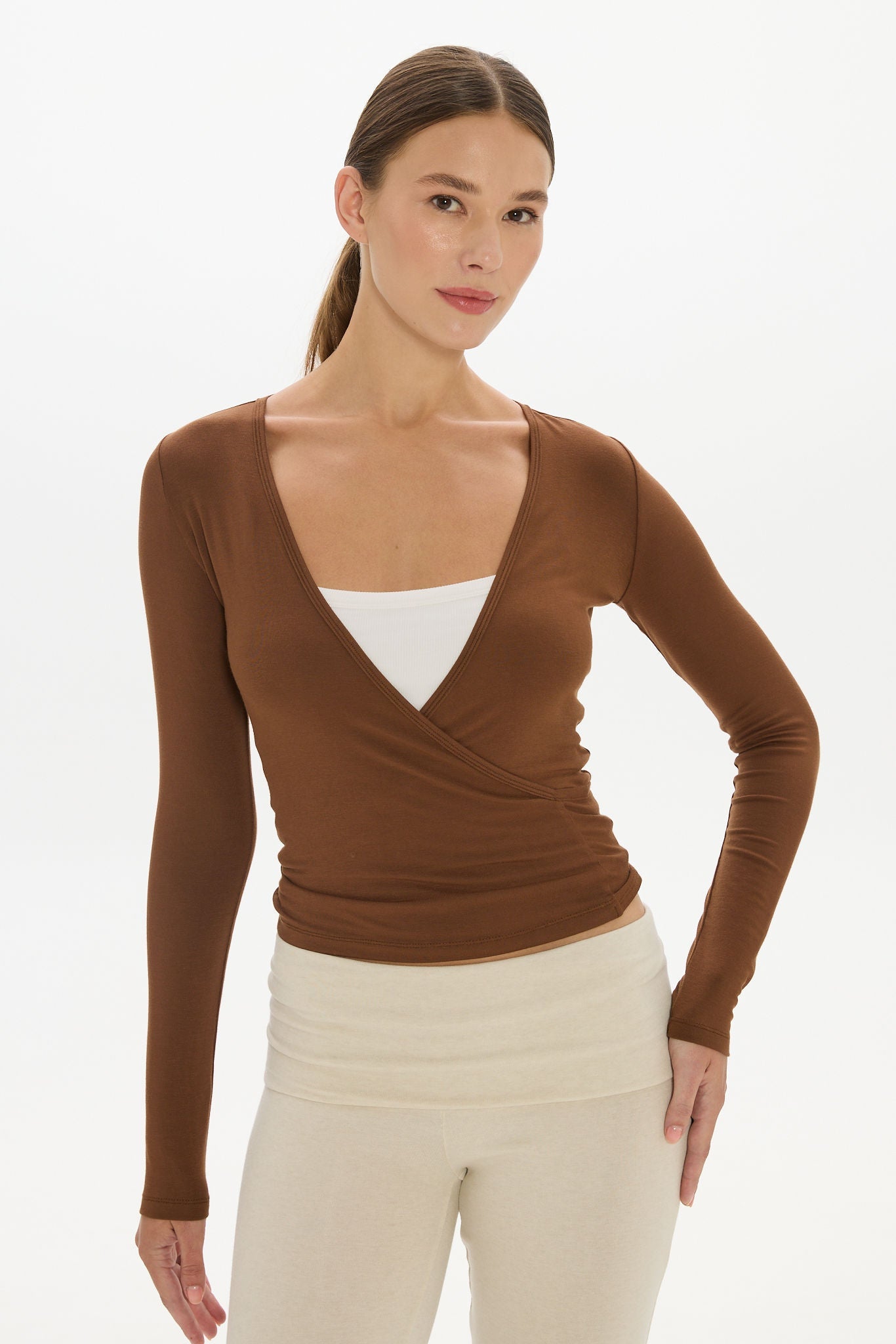 Loose The Label Christy Yoga Wrap Top - Earth 