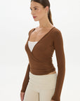 Loose The Label Christy Yoga Wrap Top - Earth 