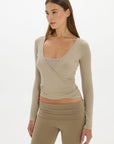 Loose The Label Christy Yoga Wrap Top - Taupe