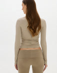 AOCO Christy Yoga Wrap Top - Taupe