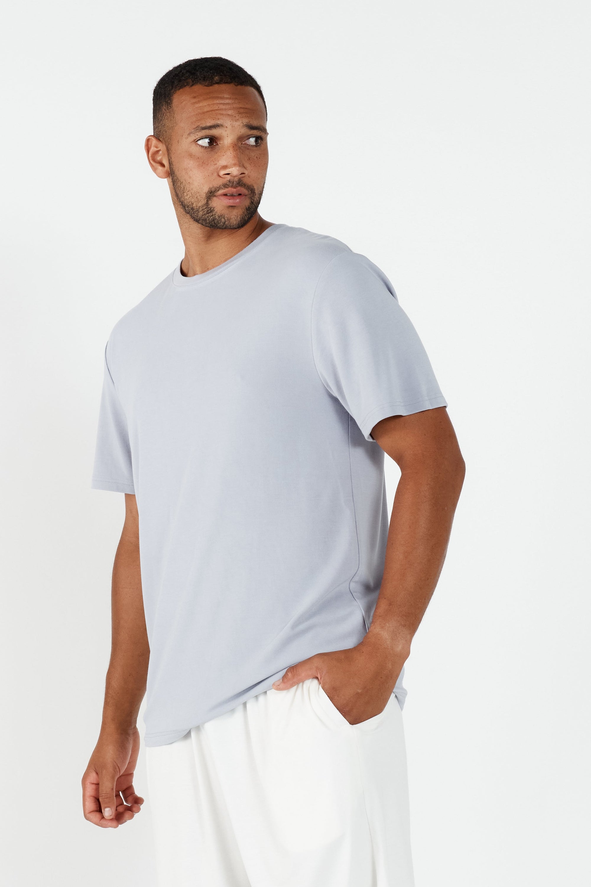 Mens Crew Neck Tshirt Lavender Grey