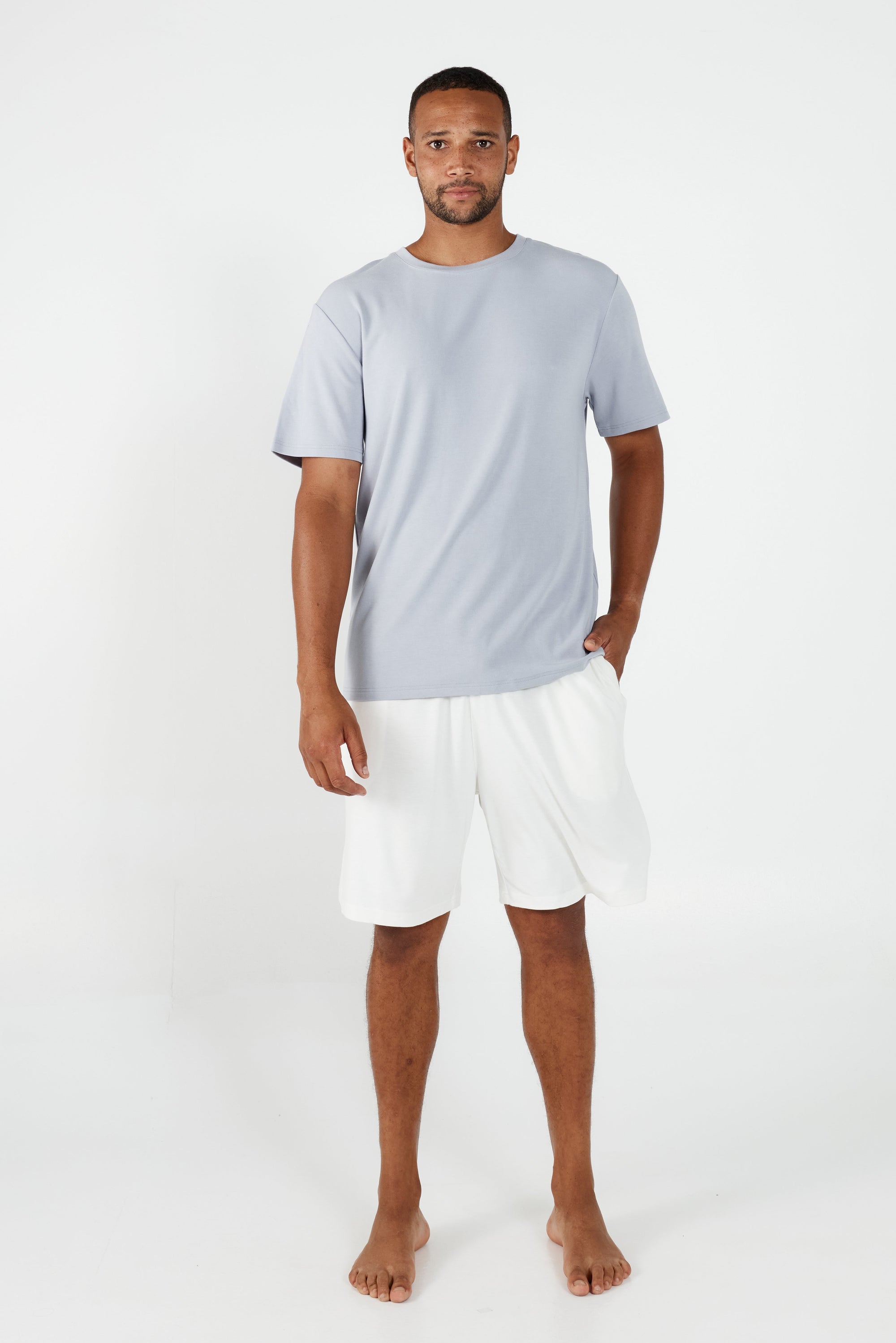 Mens Crew Neck Tshirt Lavender Grey