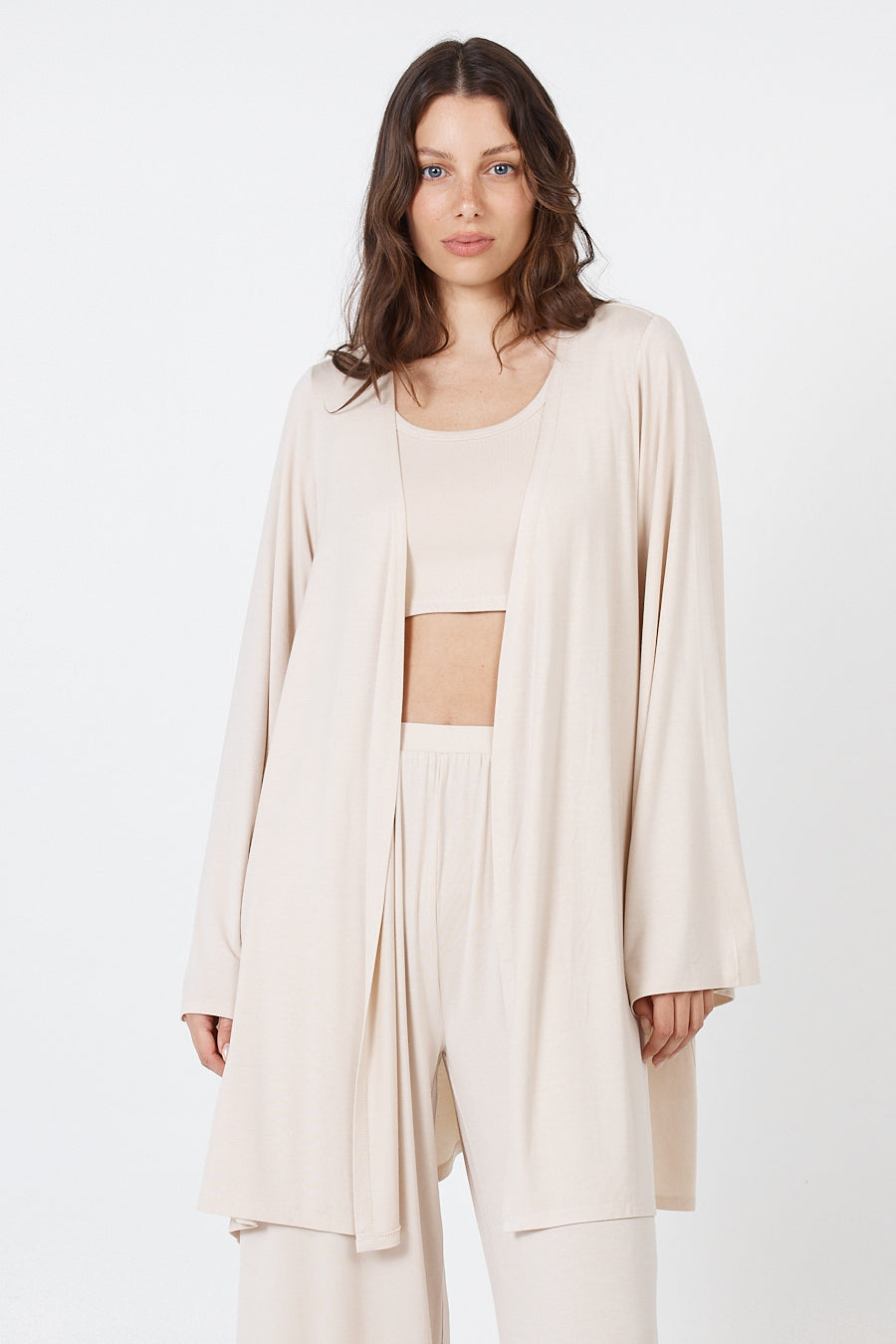 Women's Como Lounge Robe - Beige – AOCO AU