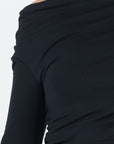 Como Off-Shoulder Drape Top - Black