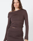 Como Off-Shoulder Drape Top - Espresso