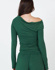 Como Off-Shoulder Drape Top - Forest Green