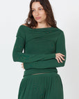 Como Off-Shoulder Drape Top - Forest Green