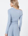 Como Off-Shoulder Drape Top - Lavender Grey