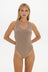 AOCO Cross-Back Tank BodySuit - Taupe