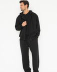 Organic Cotton Straight Leg Sweat Pants - Black