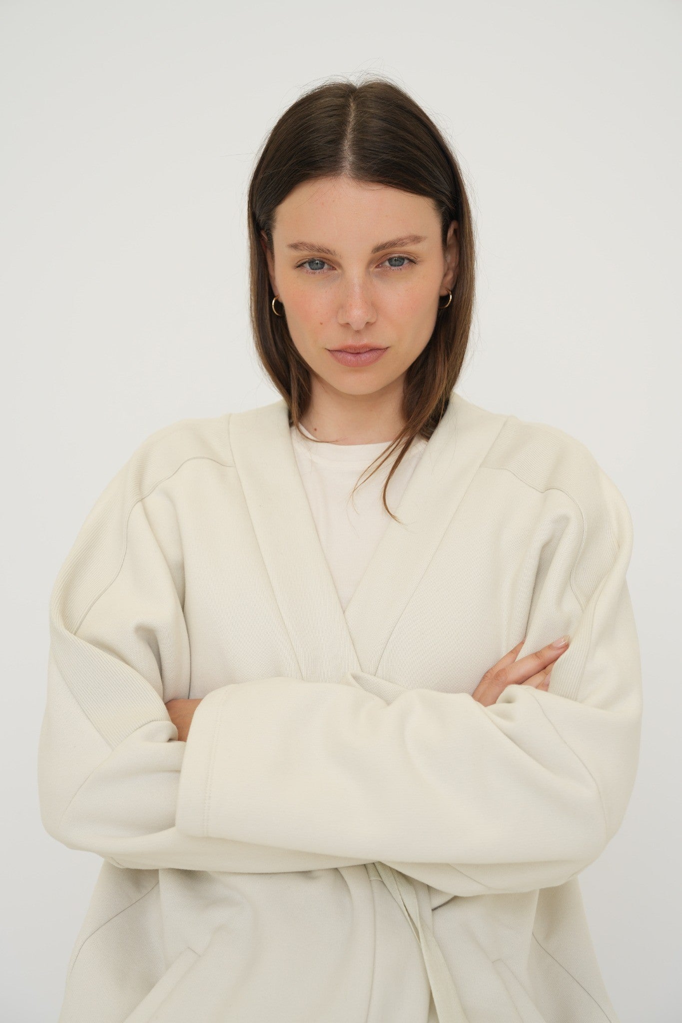 French Terry Cotton Blend Jacket - Bone