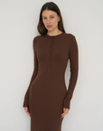 Embrace effortless style with the Long Sleeve Henley Maxi Dress from AOCO. Featuring a classic button front and soft fabrics, it's your new daily essential.