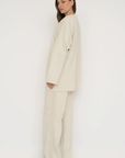 Upgrade your downtime with the French Terry Wide Leg Pants from AOCO in cream. Crafted from ultra-soft fabrics, these chic bottoms provide a flattering, relaxed fit.