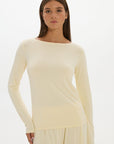La Palma Boat Neck Lounger Top - Butter