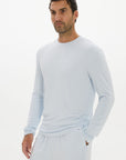 La Palma Crew Neck Long Sleeve T-Shirt - Pale Azure