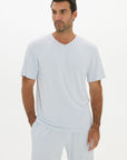 La Palma V-neck T Shirt - Pale Azure