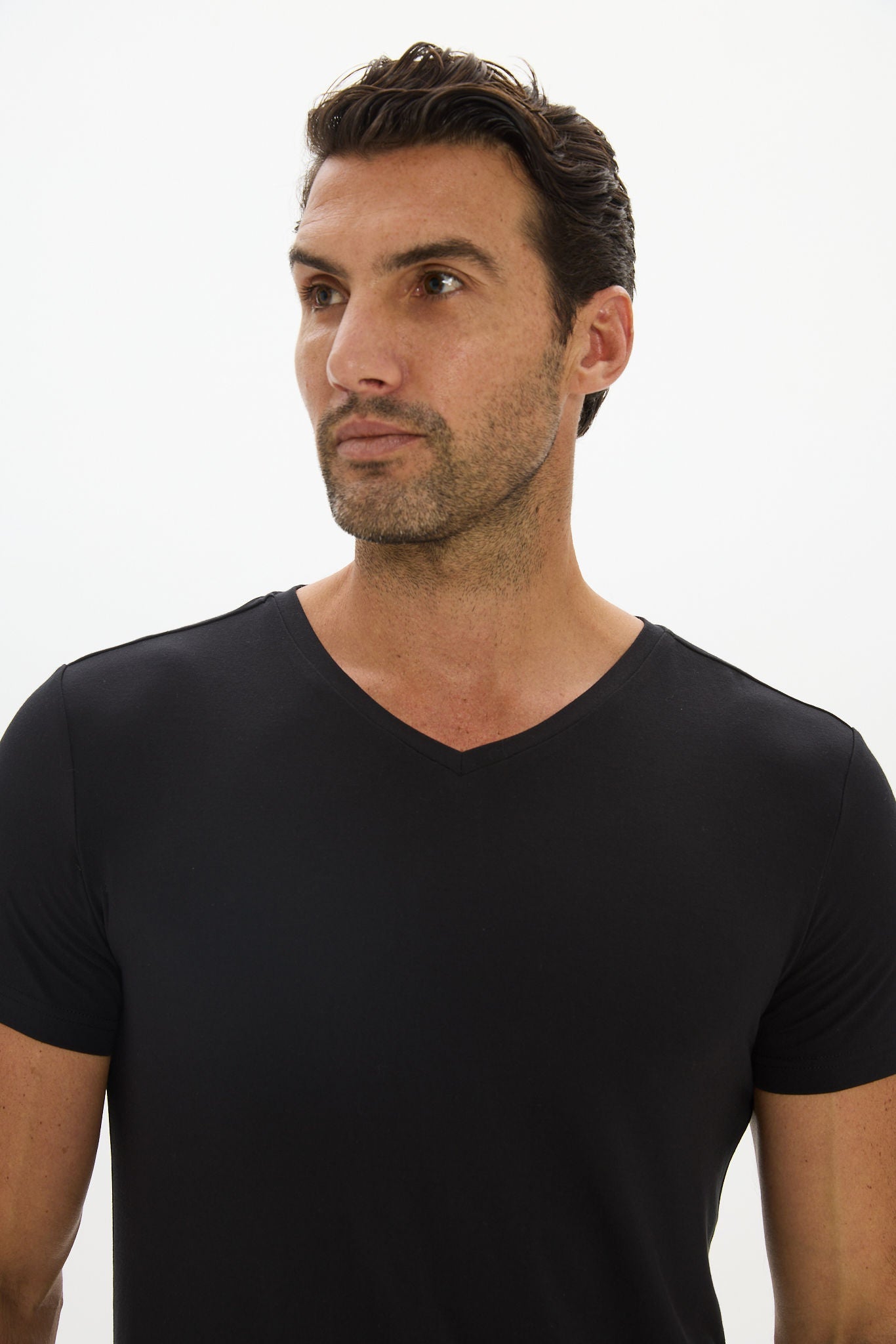 Mens V Neck Tshirt Black