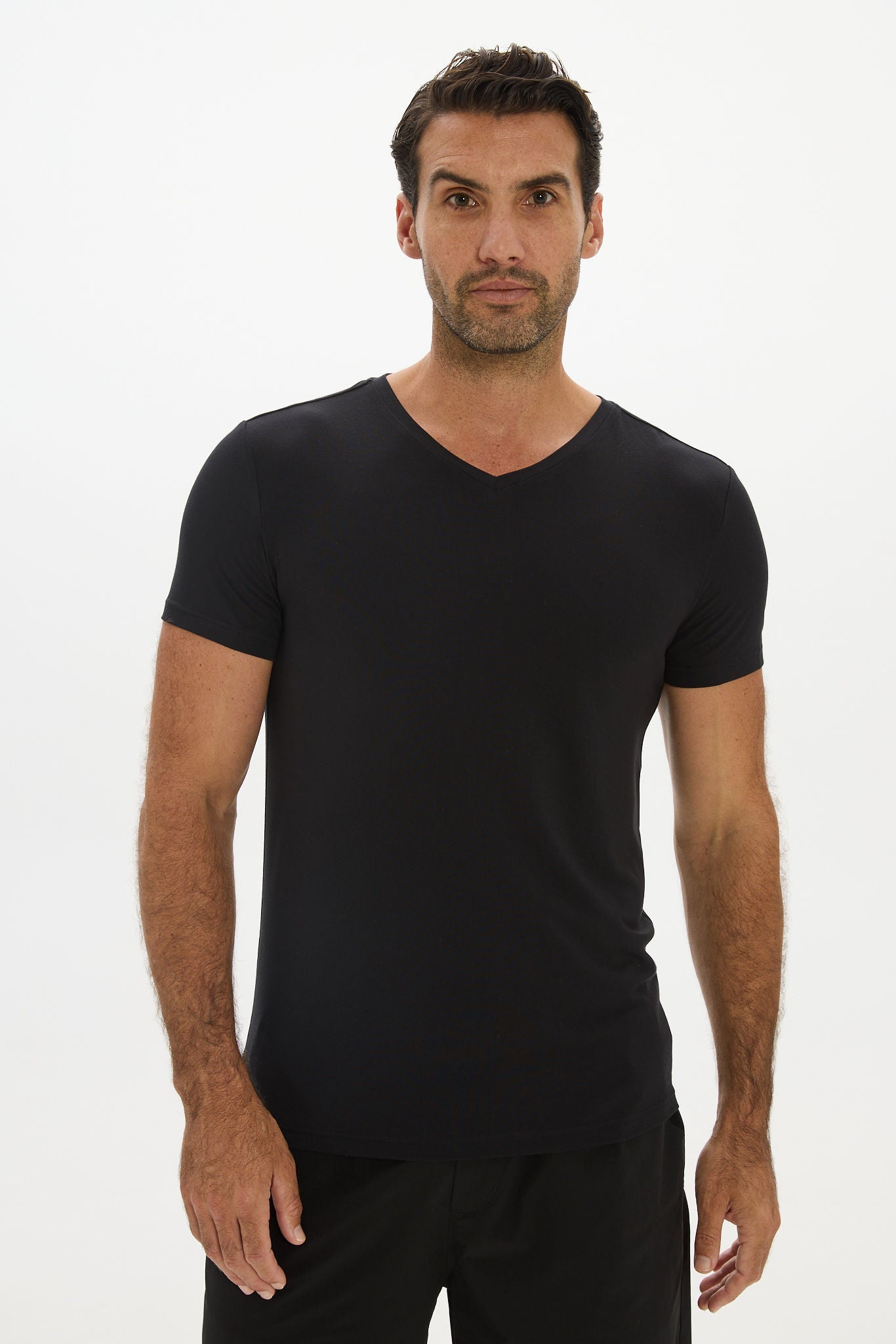 Mens V Neck Tshirt Black