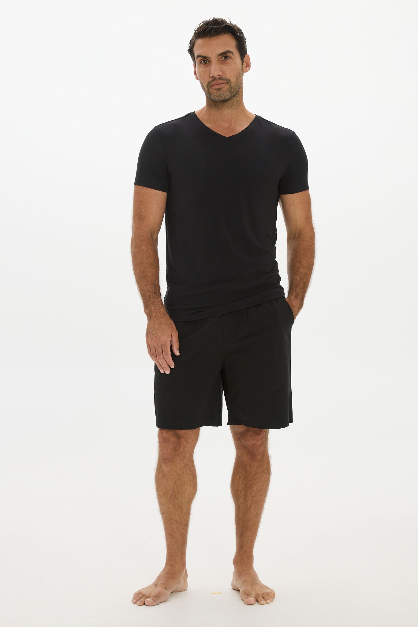 Mens V Neck Tshirt Black